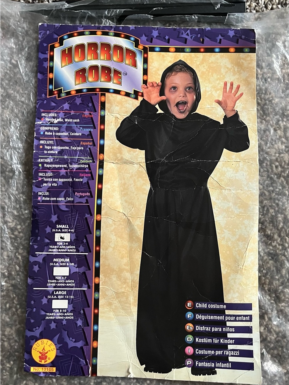 Rubie’s Child Halloween Costume Black Horror Robe Sz S